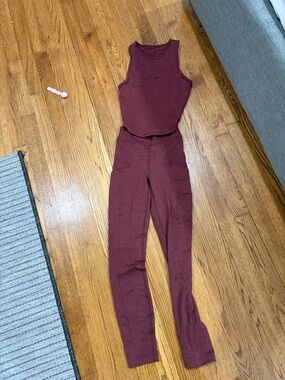 lululemon athletica Ribbed Crop Tank & High-Waist Leggings Set - Burgundy